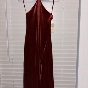 Banana Republic Halter Velvet Dress in Rich Burgundy